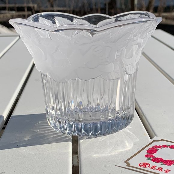 Vtg SOGA Crystal Glass Bowl Flower Pot Candle Holder - Picture 3 of 11